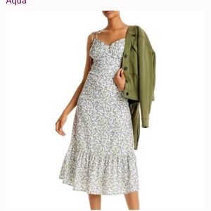 Aqua size small, floral midi dress